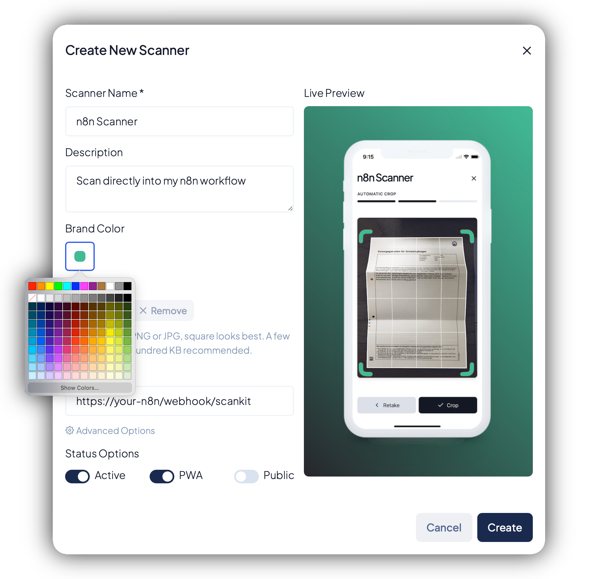Creating a new scanner in ScanKit